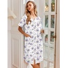 image:imageEkouaer Nightgowns for Women House Dress with Pockets Snap Front House Coat  Duster Mumu Dress Short Sleeve Moo Moos Plus Size Sleepwear Casual Lounge Dress Labor Delivery Gown Daily Wear HomeWhite Purple Florals