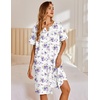 image:imageEkouaer Nightgowns for Women House Dress with Pockets Snap Front House Coat  Duster Mumu Dress Short Sleeve Moo Moos Plus Size Sleepwear Casual Lounge Dress Labor Delivery Gown Daily Wear HomeWhite Purple Florals