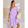 image:imageEkouaer Nightgowns for Women House Dress with Pockets Snap Front House Coat  Duster Mumu Dress Short Sleeve Moo Moos Plus Size Sleepwear Casual Lounge Dress Labor Delivery Gown Daily Wear HomeFloral Purple
