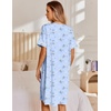 image:imageEkouaer Nightgowns for Women House Dress with Pockets Snap Front House Coat  Duster Mumu Dress Short Sleeve Moo Moos Plus Size Sleepwear Casual Lounge Dress Labor Delivery Gown Daily Wear HomeBlue Flowers