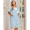 image:imageEkouaer Nightgowns for Women House Dress with Pockets Snap Front House Coat  Duster Mumu Dress Short Sleeve Moo Moos Plus Size Sleepwear Casual Lounge Dress Labor Delivery Gown Daily Wear HomeLightblue Floral