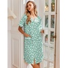 image:imageEkouaer Nightgowns for Women House Dress with Pockets Snap Front House Coat  Duster Mumu Dress Short Sleeve Moo Moos Plus Size Sleepwear Casual Lounge Dress Labor Delivery Gown Daily Wear HomeFloral White