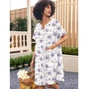 image:imageEkouaer Nightgowns for Women House Dress with Pockets Snap Front House Coat  Duster Mumu Dress Short Sleeve Moo Moos Plus Size Sleepwear Casual Lounge Dress Labor Delivery Gown Daily Wear HomeWhite Purple Florals