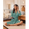 image:imageEkouaer Robes for Women 34 Sleeve Knee Length Bathrobe with Pockets  Lightweight KimonoSleepwearSoftComfyFloral PrintHouse CoatCeladon Green