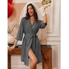 image:imageEkouaer Robes for Women 34 Sleeve Knee Length Bathrobe with Pockets  Lightweight KimonoSleepwearSoftComfyFloral PrintHouse CoatDark Gray