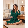 image:imageEkouaer Robes for Women 34 Sleeve Knee Length Bathrobe with Pockets  Lightweight KimonoSleepwearSoftComfyFloral PrintHouse CoatDark Green