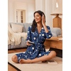 image:imageEkouaer Robes for Women 34 Sleeve Knee Length Bathrobe with Pockets  Lightweight KimonoSleepwearSoftComfyFloral PrintHouse CoatFloral Navy