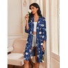 image:imageEkouaer Robes for Women 34 Sleeve Knee Length Bathrobe with Pockets  Lightweight KimonoSleepwearSoftComfyFloral PrintHouse CoatFloral Navy
