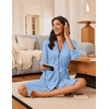image:imageEkouaer Robes for Women 34 Sleeve Knee Length Bathrobe with Pockets  Lightweight KimonoSleepwearSoftComfyFloral PrintHouse CoatLight Blue