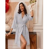 image:imageEkouaer Robes for Women 34 Sleeve Knee Length Bathrobe with Pockets  Lightweight KimonoSleepwearSoftComfyFloral PrintHouse CoatLight Gray