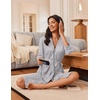 image:imageEkouaer Robes for Women 34 Sleeve Knee Length Bathrobe with Pockets  Lightweight KimonoSleepwearSoftComfyFloral PrintHouse CoatLight Gray
