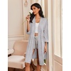 image:imageEkouaer Robes for Women 34 Sleeve Knee Length Bathrobe with Pockets  Lightweight KimonoSleepwearSoftComfyFloral PrintHouse CoatLight Gray