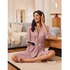 image:imageEkouaer Robes for Women 34 Sleeve Knee Length Bathrobe with Pockets  Lightweight KimonoSleepwearSoftComfyFloral PrintHouse CoatMisty Rose