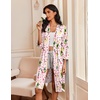 image:imageEkouaer Robes for Women 34 Sleeve Knee Length Bathrobe with Pockets  Lightweight KimonoSleepwearSoftComfyFloral PrintHouse CoatStriped Wine Bottle