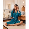 image:imageEkouaer Robes for Women 34 Sleeve Knee Length Bathrobe with Pockets  Lightweight KimonoSleepwearSoftComfyFloral PrintHouse CoatTurquoise