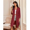 image:imageEkouaer Robes for Women 34 Sleeve Knee Length Bathrobe with Pockets  Lightweight KimonoSleepwearSoftComfyFloral PrintHouse CoatWine Red