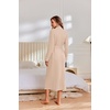 image:imageEkouaer Robes for Women Long Lightweight Waffle Knit Bathrobe with Pockets  Long Sleeve Soft Knit Bath Robe Inner Tie and Fixed Outer Belt Great for Bathing Lounging SleepingChampagne