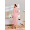 image:imageEkouaer Robes for Women Long Lightweight Waffle Knit Bathrobe with Pockets  Long Sleeve Soft Knit Bath Robe Inner Tie and Fixed Outer Belt Great for Bathing Lounging SleepingPink