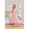 image:imageEkouaer Robes for Women Long Lightweight Waffle Knit Bathrobe with Pockets  Long Sleeve Soft Knit Bath Robe Inner Tie and Fixed Outer Belt Great for Bathing Lounging SleepingPink