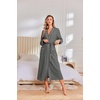 image:imageEkouaer Robes for Women Long Lightweight Waffle Knit Bathrobe with Pockets  Long Sleeve Soft Knit Bath Robe Inner Tie and Fixed Outer Belt Great for Bathing Lounging SleepingDark Grey