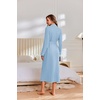 image:imageEkouaer Robes for Women Long Lightweight Waffle Knit Bathrobe with Pockets  Long Sleeve Soft Knit Bath Robe Inner Tie and Fixed Outer Belt Great for Bathing Lounging SleepingLight Blue