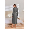 image:imageEkouaer Robes for Women Long Lightweight Waffle Knit Bathrobe with Pockets  Long Sleeve Soft Knit Bath Robe Inner Tie and Fixed Outer Belt Great for Bathing Lounging SleepingDark Grey