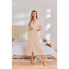 image:imageEkouaer Robes for Women Long Lightweight Waffle Knit Bathrobe with Pockets  Long Sleeve Soft Knit Bath Robe Inner Tie and Fixed Outer Belt Great for Bathing Lounging SleepingChampagne