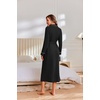 image:imageEkouaer Robes for Women Long Lightweight Waffle Knit Bathrobe with Pockets  Long Sleeve Soft Knit Bath Robe Inner Tie and Fixed Outer Belt Great for Bathing Lounging SleepingBlack