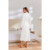 image:imageEkouaer Robes for Women Long Lightweight Waffle Knit Bathrobe with Pockets  Long Sleeve Soft Knit Bath Robe Inner Tie and Fixed Outer Belt Great for Bathing Lounging SleepingWhite