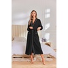 image:imageEkouaer Robes for Women Long Lightweight Waffle Knit Bathrobe with Pockets  Long Sleeve Soft Knit Bath Robe Inner Tie and Fixed Outer Belt Great for Bathing Lounging SleepingBlack