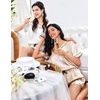 image:imageEkouaer Silk Pajama for Women Short Sleeve Satin Pj Set Two Piece XSXXL  loungewear or daily wearValentines Day Bridal Party Honeymoon Vacation and Anniversaries Gift walkingenjoying coffeeChampagne