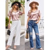 image:imageEkouaer Silk Pajama for Women Short Sleeve Satin Pj Set Two Piece XSXXL  loungewear or daily wearValentines Day Bridal Party Honeymoon Vacation and Anniversaries Gift walkingenjoying coffeeLight Pink