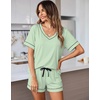 image:imageEkouaer Silk Pajama for Women Short Sleeve Satin Pj Set Two Piece XSXXL  loungewear or daily wearValentines Day Bridal Party Honeymoon Vacation and Anniversaries Gift walkingenjoying coffeeLight Green