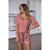 image:imageEkouaer Silk Pajama for Women Short Sleeve Satin Pj Set Two Piece XSXXL  loungewear or daily wearValentines Day Bridal Party Honeymoon Vacation and Anniversaries Gift walkingenjoying coffeeRedwhite Stripes