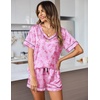 image:imageEkouaer Silk Pajama for Women Short Sleeve Satin Pj Set Two Piece XSXXL  loungewear or daily wearValentines Day Bridal Party Honeymoon Vacation and Anniversaries Gift walkingenjoying coffeeBow