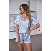 image:imageEkouaer Silk Pajama for Women Short Sleeve Satin Pj Set Two Piece XSXXL  loungewear or daily wearValentines Day Bridal Party Honeymoon Vacation and Anniversaries Gift walkingenjoying coffeeBluewhite Stripes