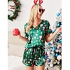 image:imageEkouaer Silk Pajama for Women Short Sleeve Satin Pj Set Two Piece XSXXL  loungewear or daily wearValentines Day Bridal Party Honeymoon Vacation and Anniversaries Gift walkingenjoying coffeeGreen Santa Claus