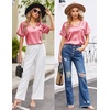 image:imageEkouaer Silk Pajama for Women Short Sleeve Satin Pj Set Two Piece XSXXL  loungewear or daily wearValentines Day Bridal Party Honeymoon Vacation and Anniversaries Gift walkingenjoying coffeeRose Pink