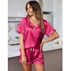 image:imageEkouaer Silk Pajama for Women Short Sleeve Satin Pj Set Two Piece XSXXL  loungewear or daily wearValentines Day Bridal Party Honeymoon Vacation and Anniversaries Gift walkingenjoying coffeeRose Red