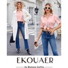 image:imageEkouaer Silk Pajamas for Womens Set 2 Piece Fall Pjs Button Down Sleepwear  Satin Soft Sleep Set Short Sleeve Tops Wide Leg Long Pants with Pockets Classic Lounge SetPink