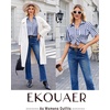 image:imageEkouaer Silk Pajamas for Womens Set 2 Piece Fall Pjs Button Down Sleepwear  Satin Soft Sleep Set Short Sleeve Tops Wide Leg Long Pants with Pockets Classic Lounge SetNavy White Stripe
