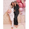 image:imageEkouaer Silk Pajamas for Womens Set 2 Piece Fall Pjs Button Down Sleepwear  Satin Soft Sleep Set Short Sleeve Tops Wide Leg Long Pants with Pockets Classic Lounge SetRed Heart