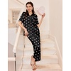 image:imageEkouaer Silk Pajamas for Womens Set 2 Piece Fall Pjs Button Down Sleepwear  Satin Soft Sleep Set Short Sleeve Tops Wide Leg Long Pants with Pockets Classic Lounge SetPink Heart
