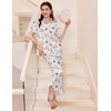 image:imageEkouaer Silk Pajamas for Womens Set 2 Piece Fall Pjs Button Down Sleepwear  Satin Soft Sleep Set Short Sleeve Tops Wide Leg Long Pants with Pockets Classic Lounge SetBlue Striped Teddy