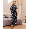image:imageEkouaer Silk Pajamas for Womens Set 2 Piece Fall Pjs Button Down Sleepwear  Satin Soft Sleep Set Short Sleeve Tops Wide Leg Long Pants with Pockets Classic Lounge SetBlack Butterfly