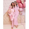 image:imageEkouaer Silk Pajamas for Womens Set 2 Piece Fall Pjs Button Down Sleepwear  Satin Soft Sleep Set Short Sleeve Tops Wide Leg Long Pants with Pockets Classic Lounge SetPink Stripeheart