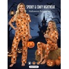 image:imageEkouaer Silk Pajamas for Womens Set 2 Piece Fall Pjs Button Down Sleepwear  Satin Soft Sleep Set Short Sleeve Tops Wide Leg Long Pants with Pockets Classic Lounge SetOrangehalloween