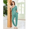 image:imageEkouaer Women Pajama Set Short Sleeve Button Down Pjs with Jogger Pants  Soft Comfy Sleepwear Nightwear2 Piece Lounge Set with PocketsAqua Green