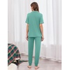 image:imageEkouaer Women Pajama Set Short Sleeve Button Down Pjs with Jogger Pants  Soft Comfy Sleepwear Nightwear2 Piece Lounge Set with PocketsAqua Green