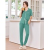image:imageEkouaer Women Pajama Set Short Sleeve Button Down Pjs with Jogger Pants  Soft Comfy Sleepwear Nightwear2 Piece Lounge Set with PocketsAqua Green